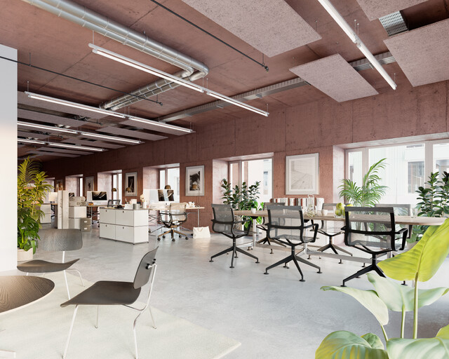 Die Flächen im 1. OG des Holzhochhauses bieten sich für eine Officenutzung oder Dienstleistungen wie eine Arztpraxis an.